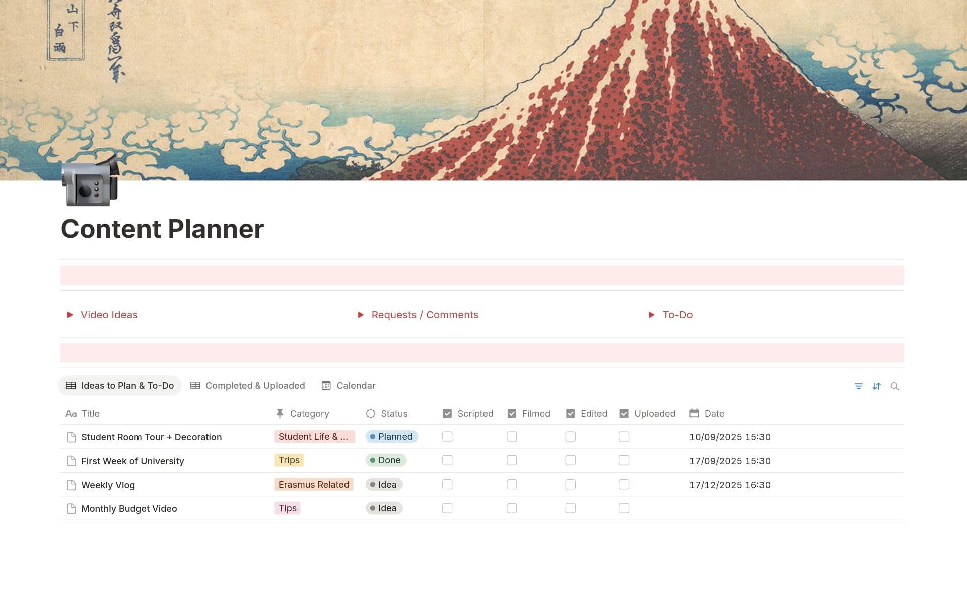 A template preview for Social Media Content Planner
