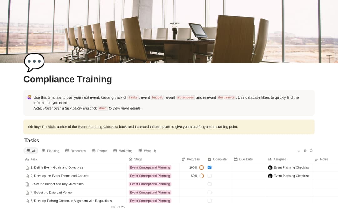 Compliance Training Planning Checklist preview