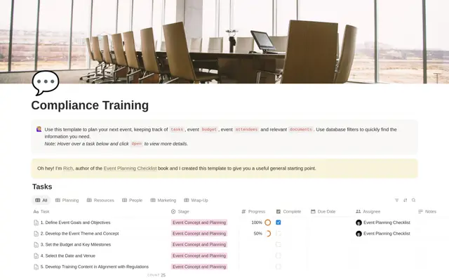Compliance Training Planning Checklist preview
