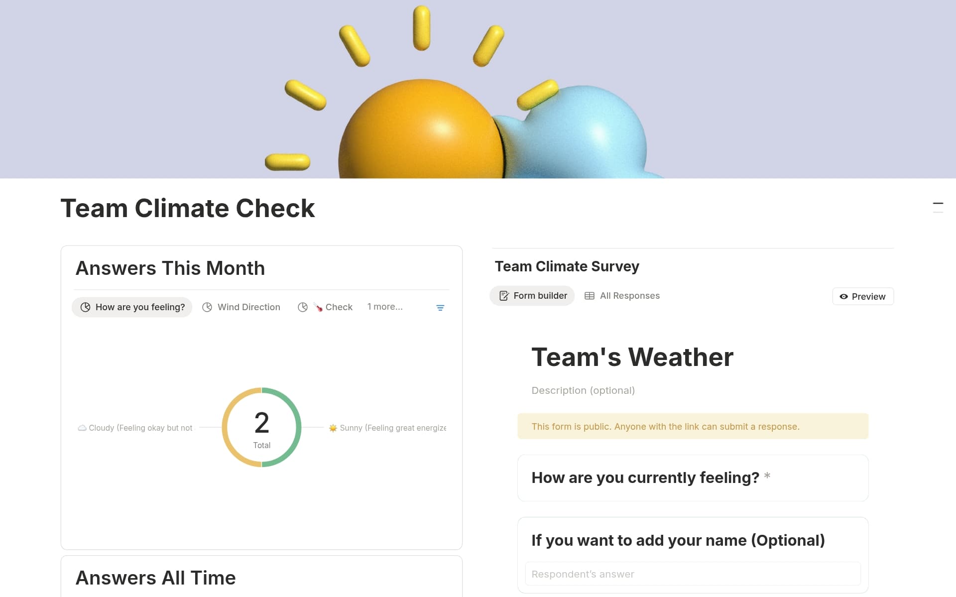 A template preview for Team Climate Check