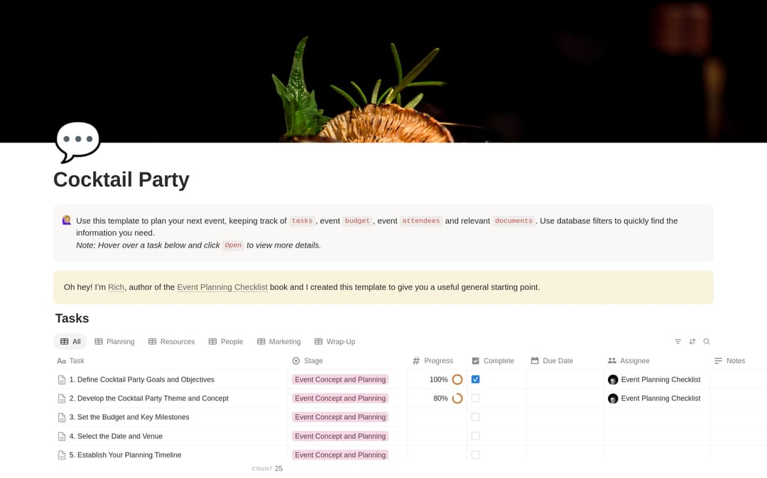 Cocktail Party Planning Checklist preview
