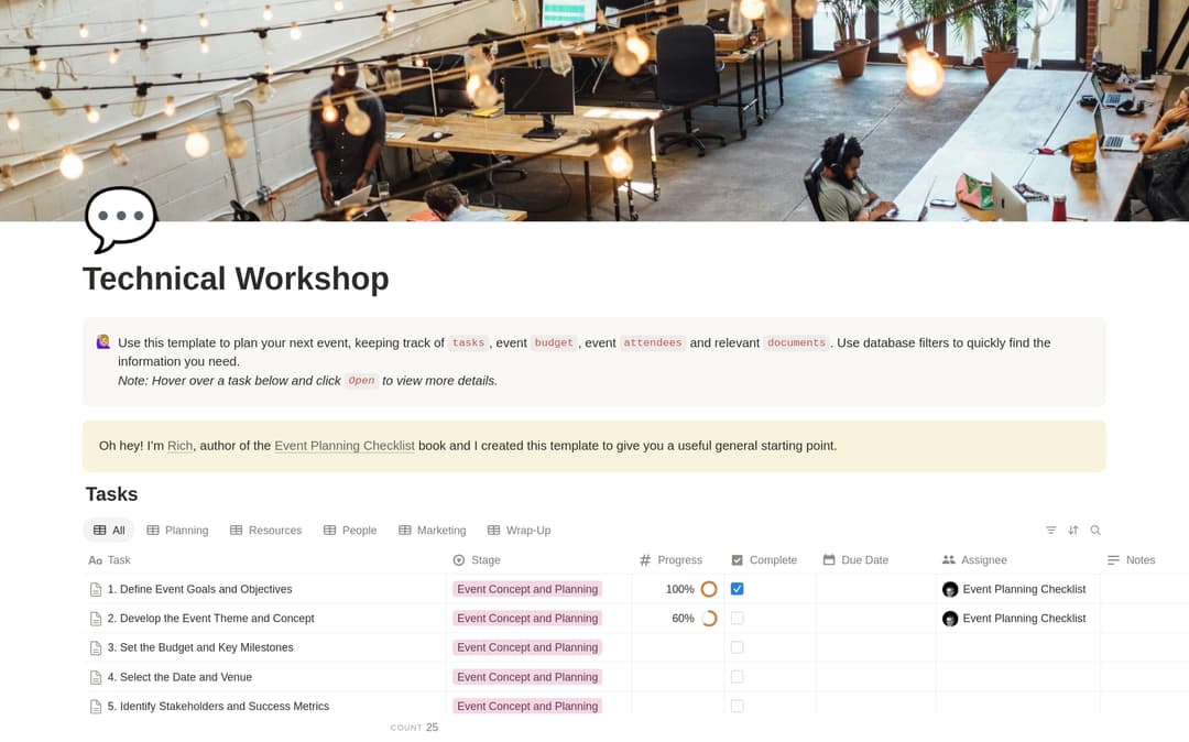Technical Workshop Planning Checklist preview