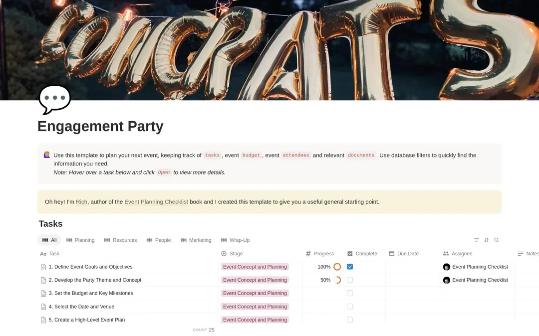 Engagement Party Planning Checklist preview