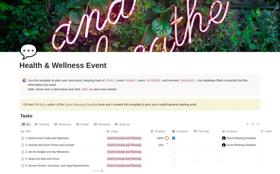 Health & Wellness Event Planning Checklist preview