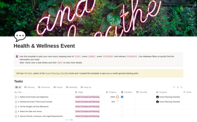 Health & Wellness Event Planning Checklist preview