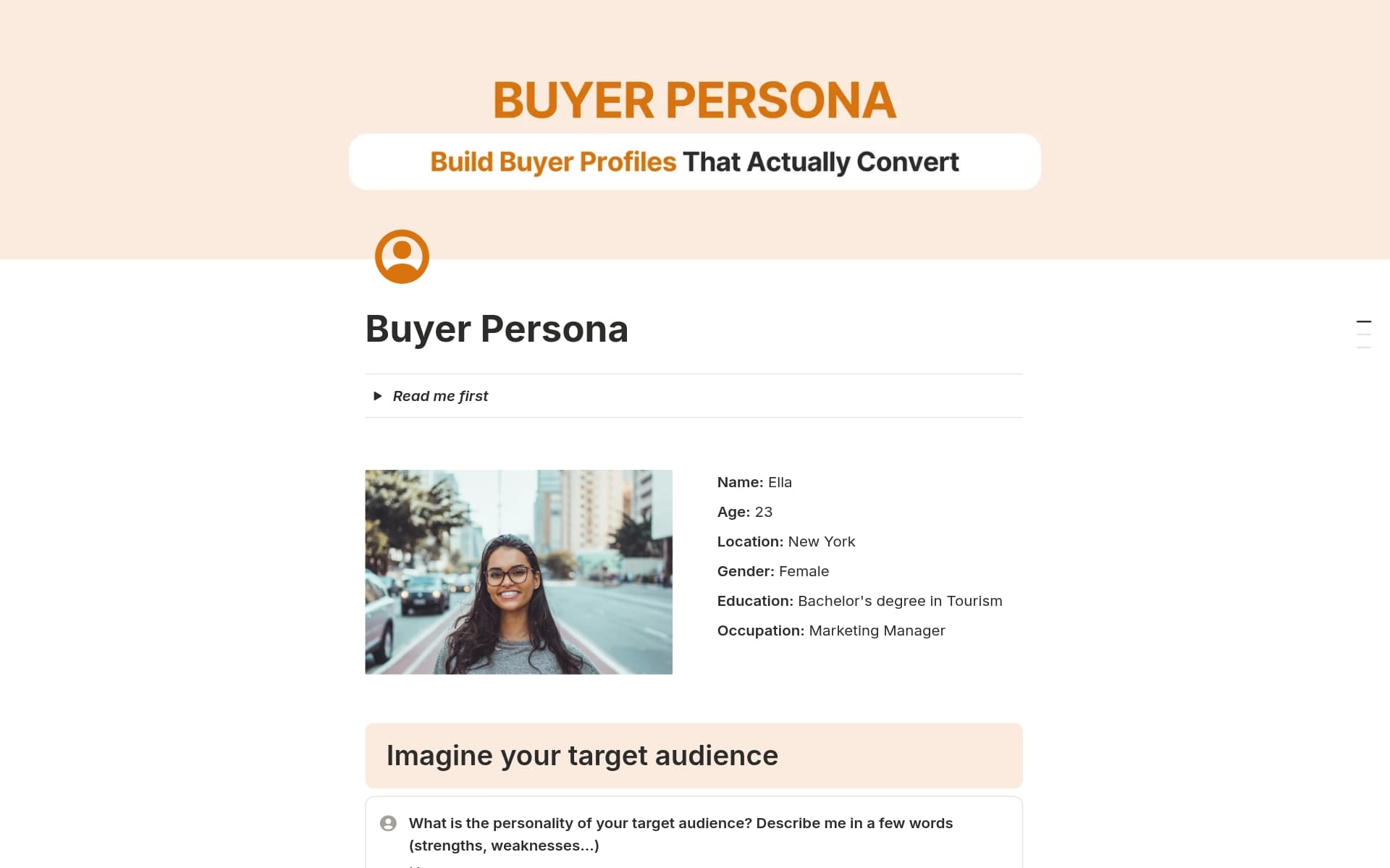 A template preview for Buyer Persona