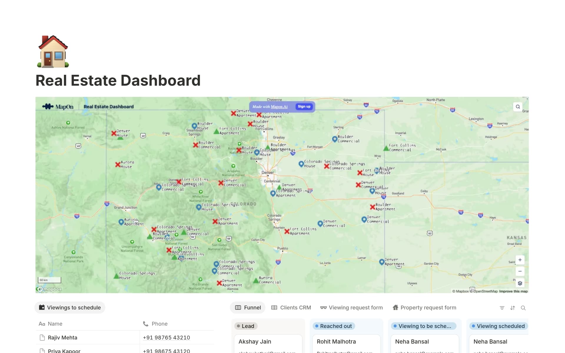 A template preview for Real Estate Dashboard with Live Map