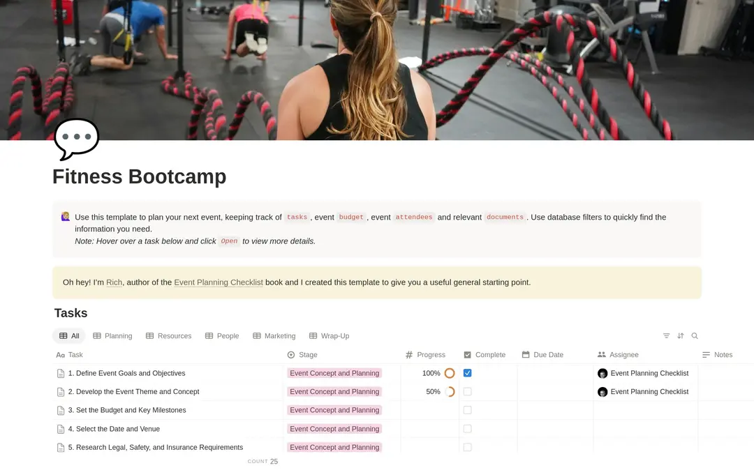 Fitness Bootcamp Planning Checklist preview