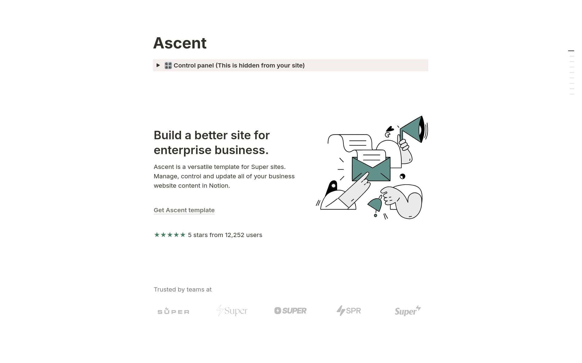 A template preview for Business website – Ascent theme