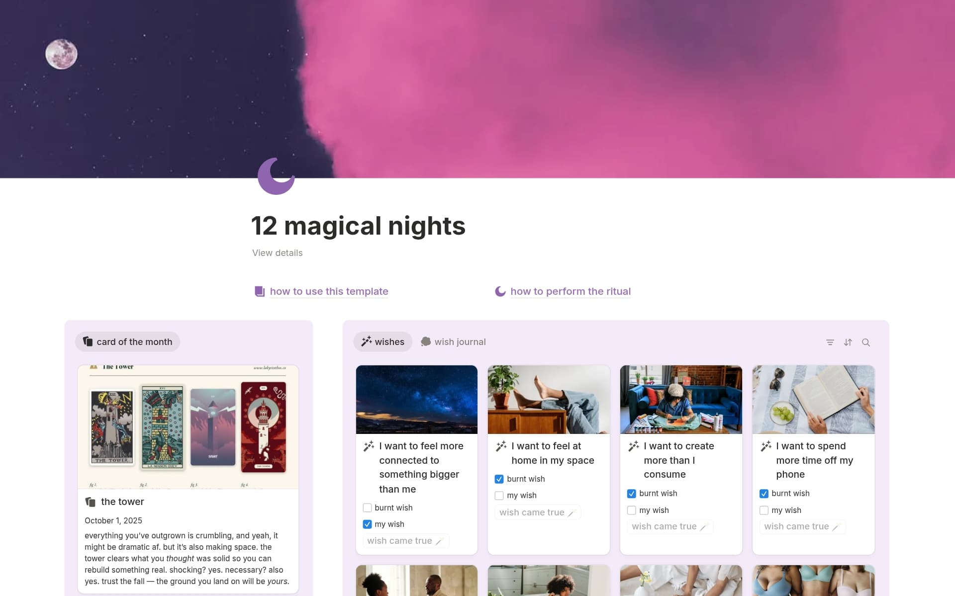 A template preview for 12 magical nights ritual