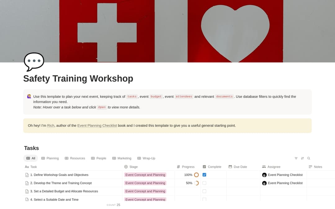 Safety Training Workshop Planning Checklist preview