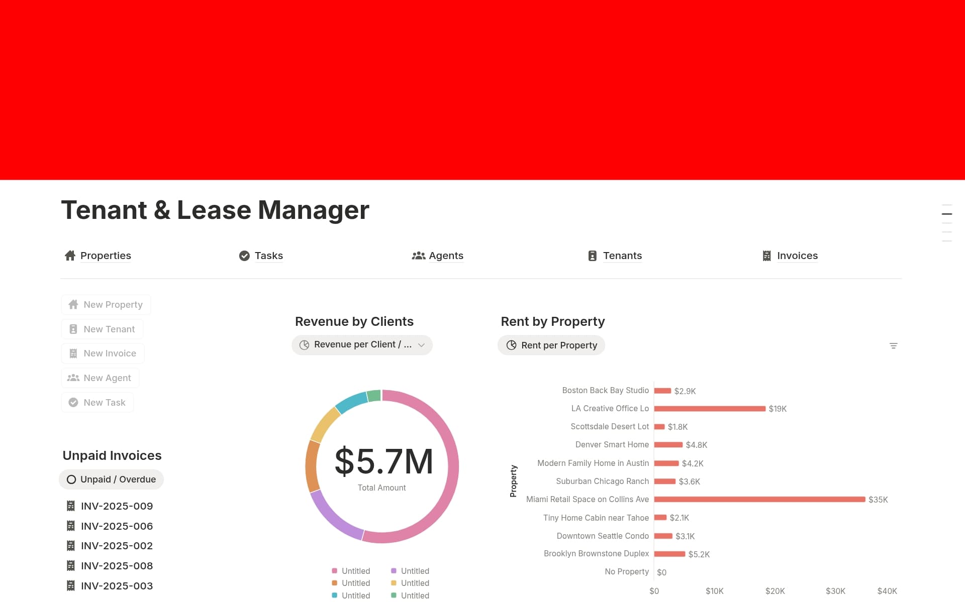 A template preview for Tenant & Lease Manager