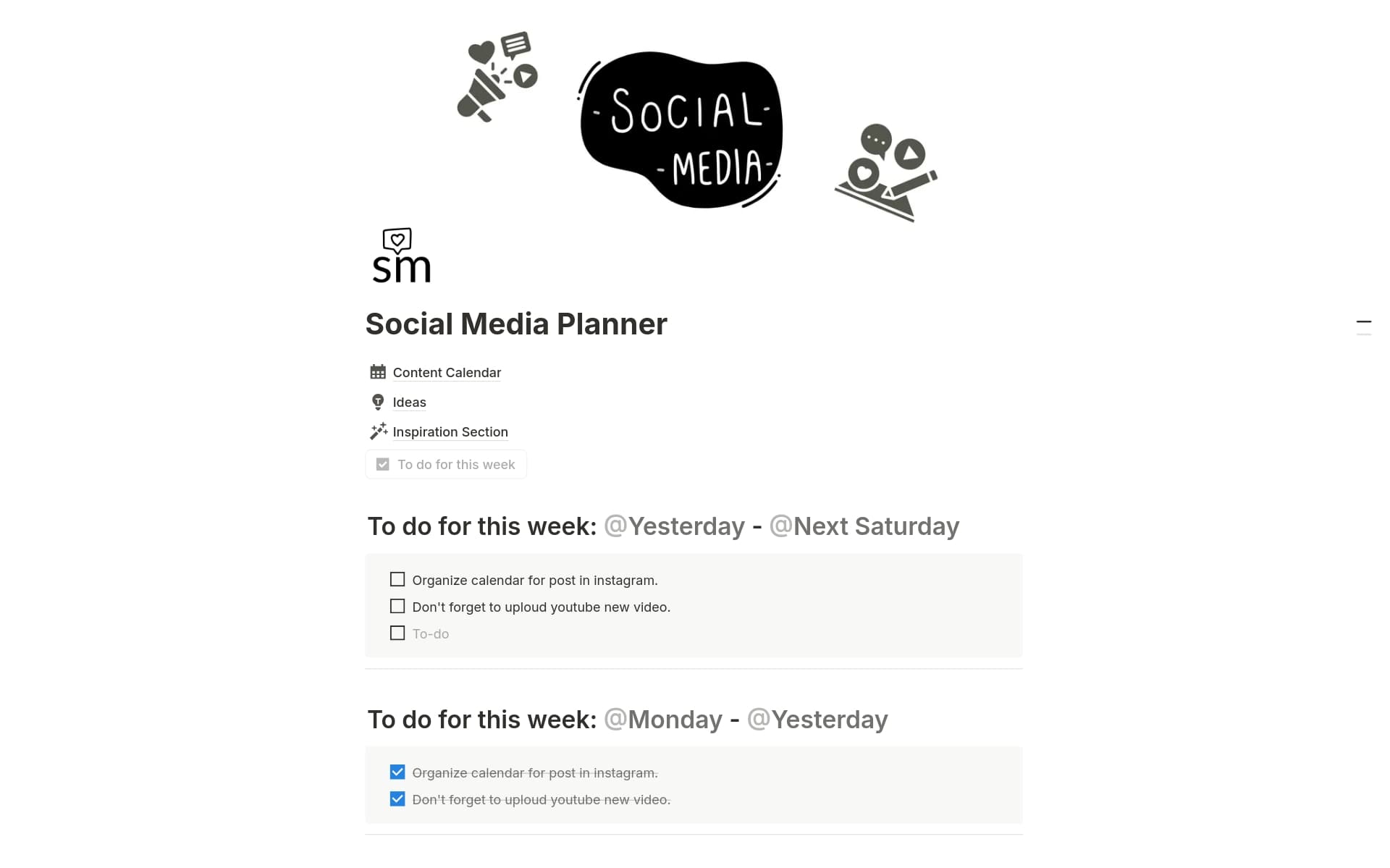 Plan your content like a pro with this clean, minimalist Notion template.
Designed for content creators, this planner helps you organize your ideas, plan your posts, track your growth, and stay consistent — all in one peaceful space.