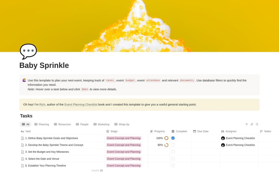 Baby Sprinkle Planning Checklist preview
