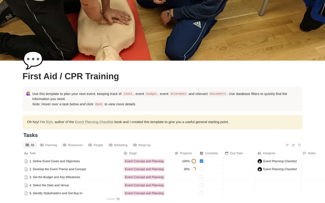 First Aid / CPR Training Planning Checklist preview