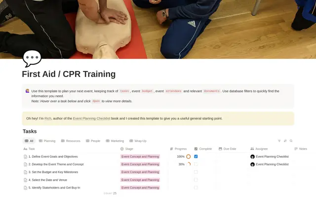 First Aid / CPR Training Planning Checklist preview