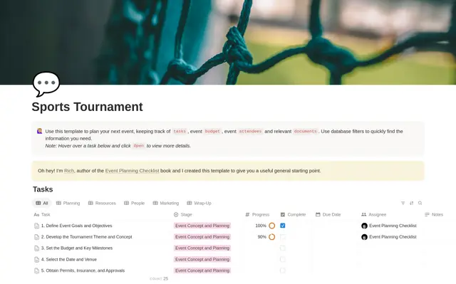 Sports Tournament Planning Checklist preview