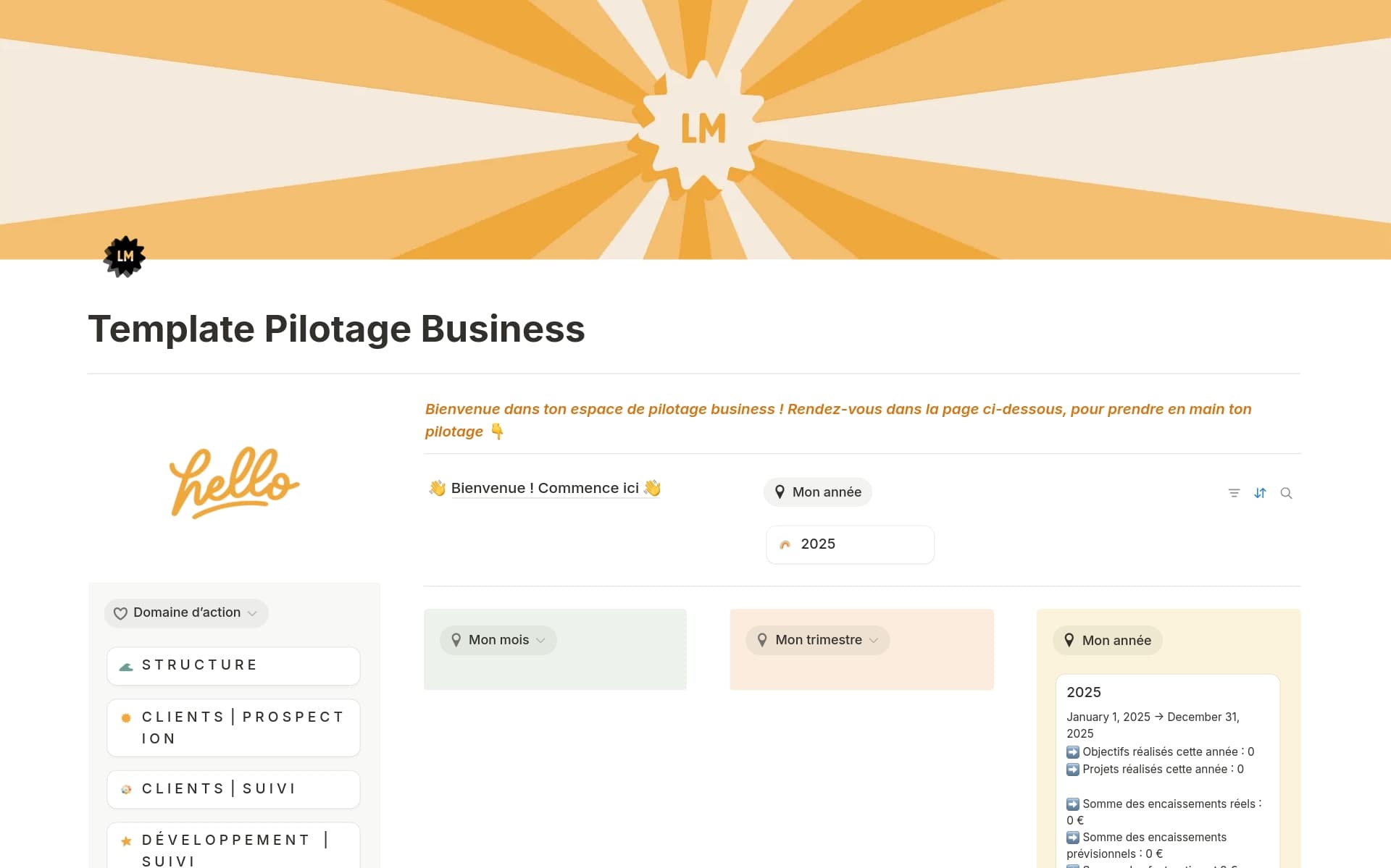Aperçu du modèle de Système pilotage complet pour les freelances