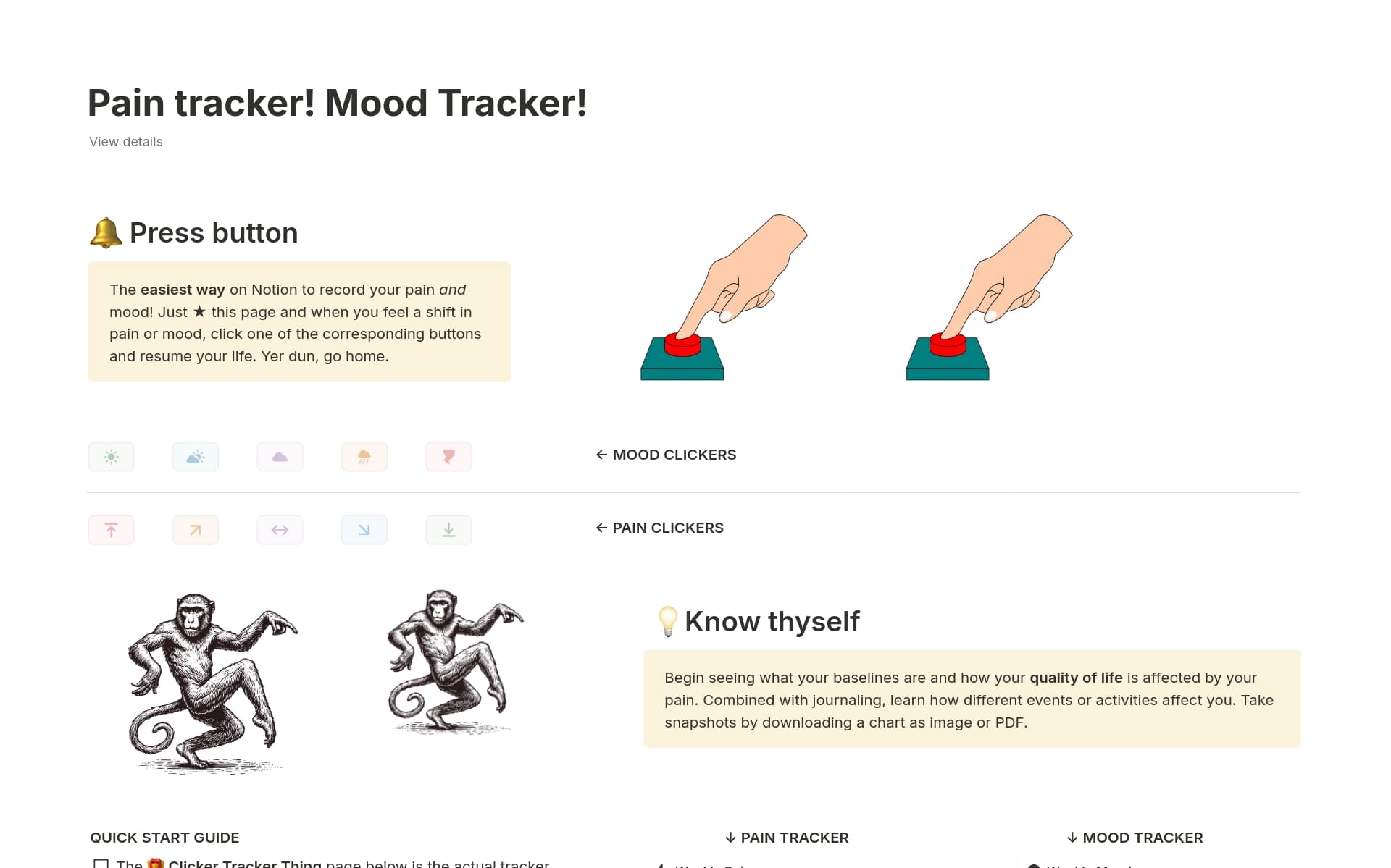 A template preview for Mood tracker! Pain tracker!