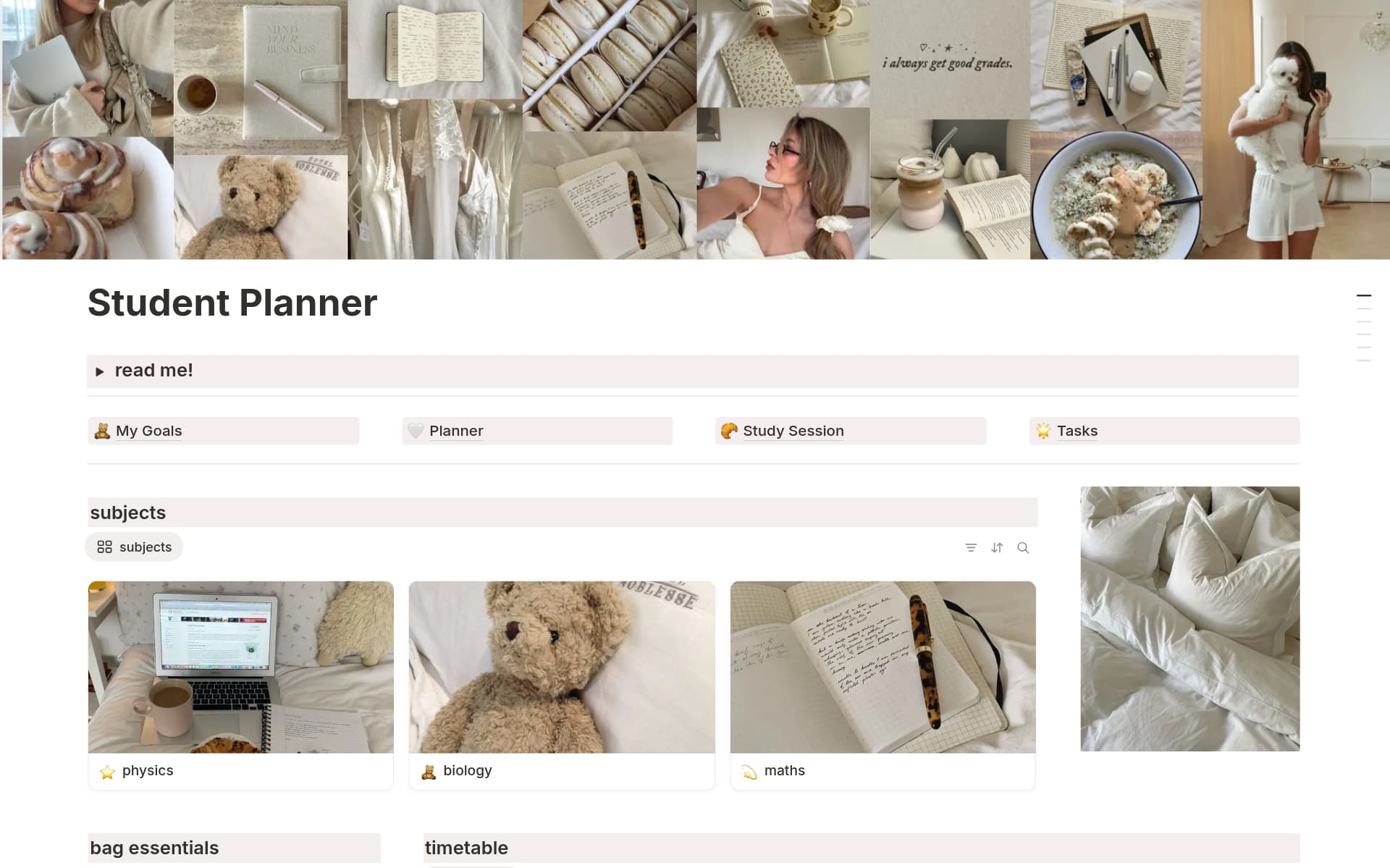 A template preview for Vanilla Aesthetic Student Planner 🌟