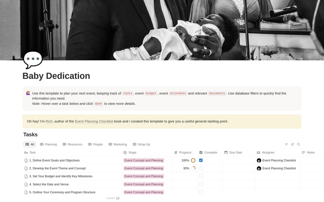 Baby Dedication Planning Checklist preview