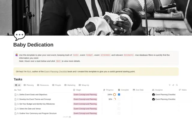 Baby Dedication Planning Checklist preview