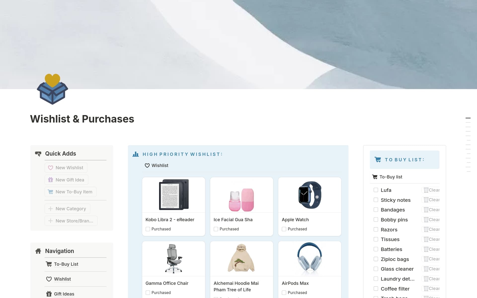 Wishlist Purchases Template by Chaima Create Notion Marketplace