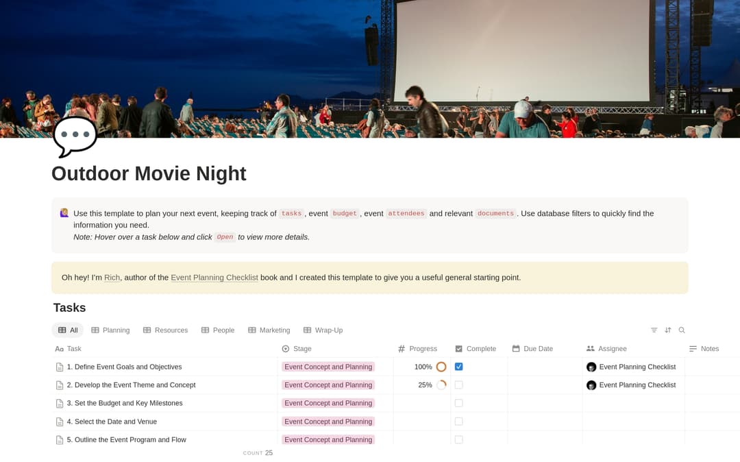 Outdoor Movie Night Planning Checklist preview