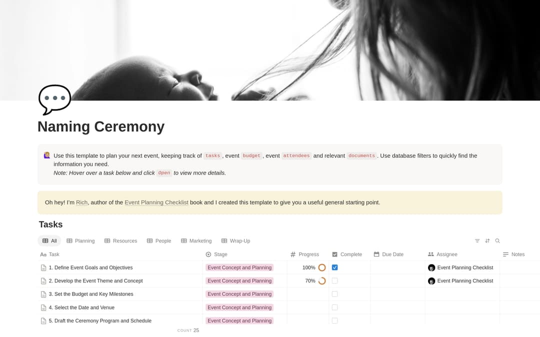 Naming Ceremony Planning Checklist preview