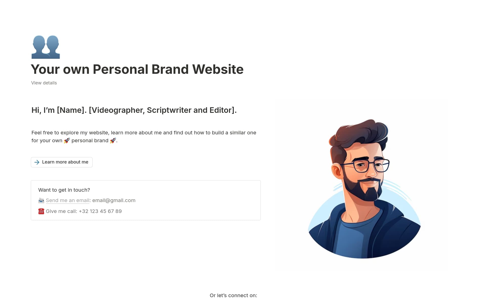 A template preview for Personal Brand Website