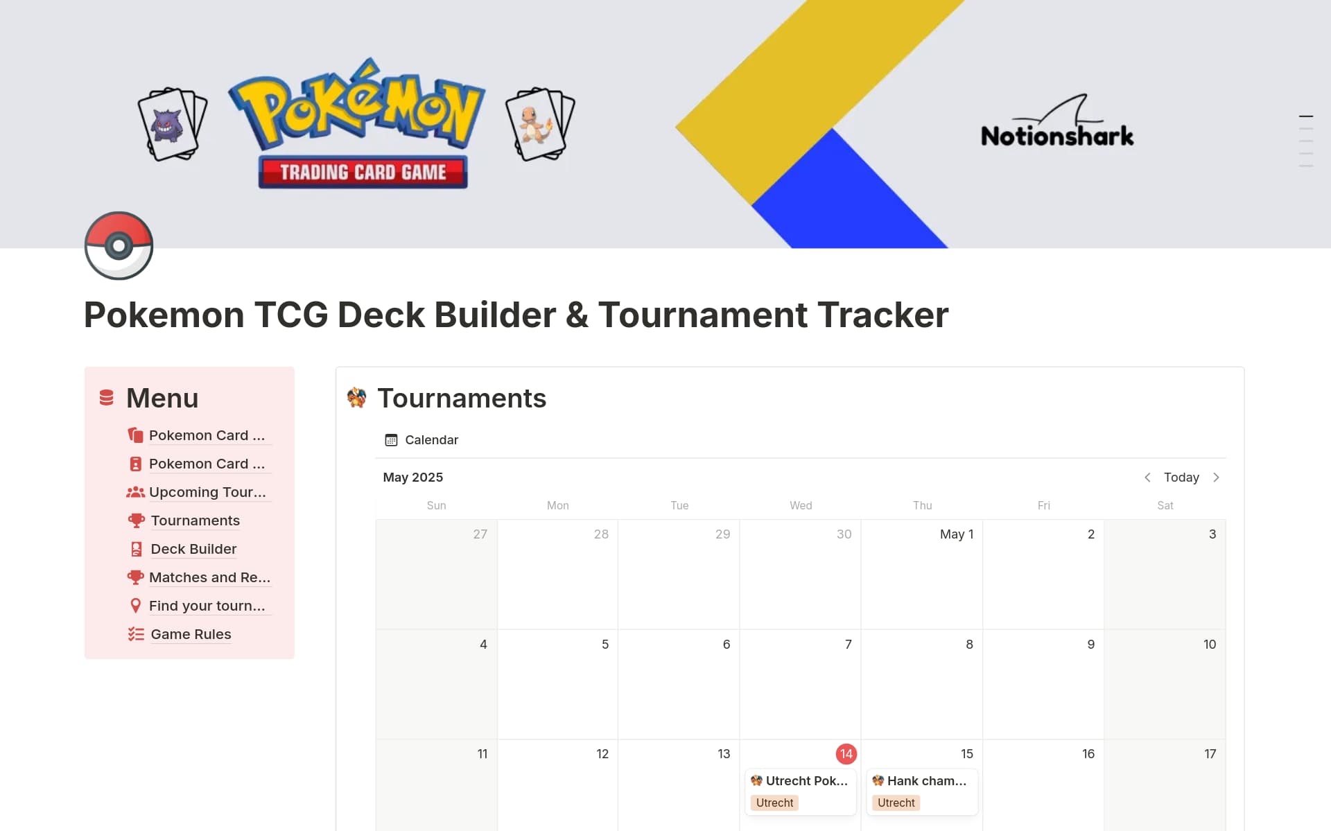 Pokemon TCG Deck Builder & Tournament Tracker Template by Notionshark | Notion Marketplace Pokemon TCG Deck Builder & Tournament Tracker Template by Notionshark | Notion Marketplace