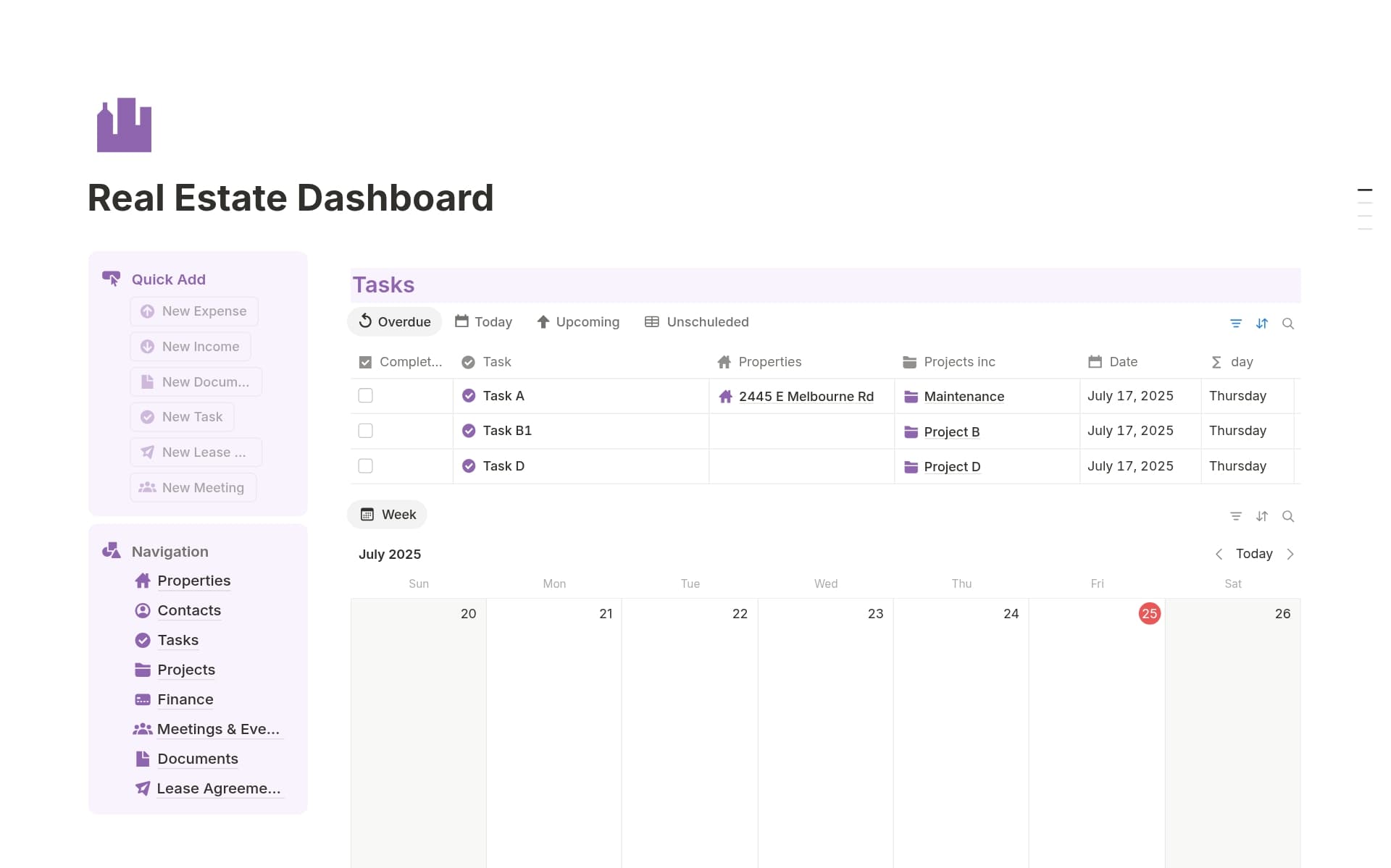 A template preview for Real Estate Dashboard