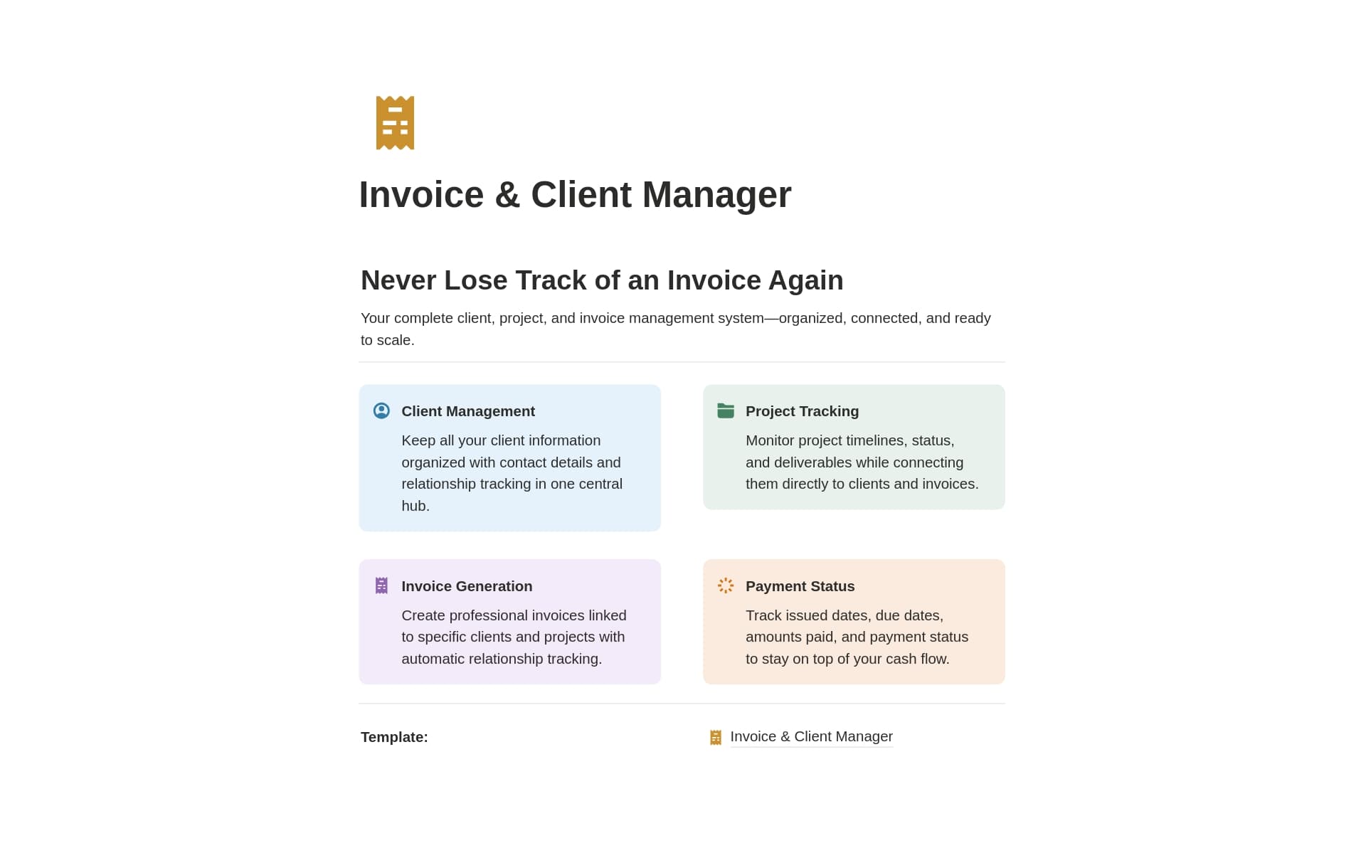 معاينة قالب Invoice & Client Manager