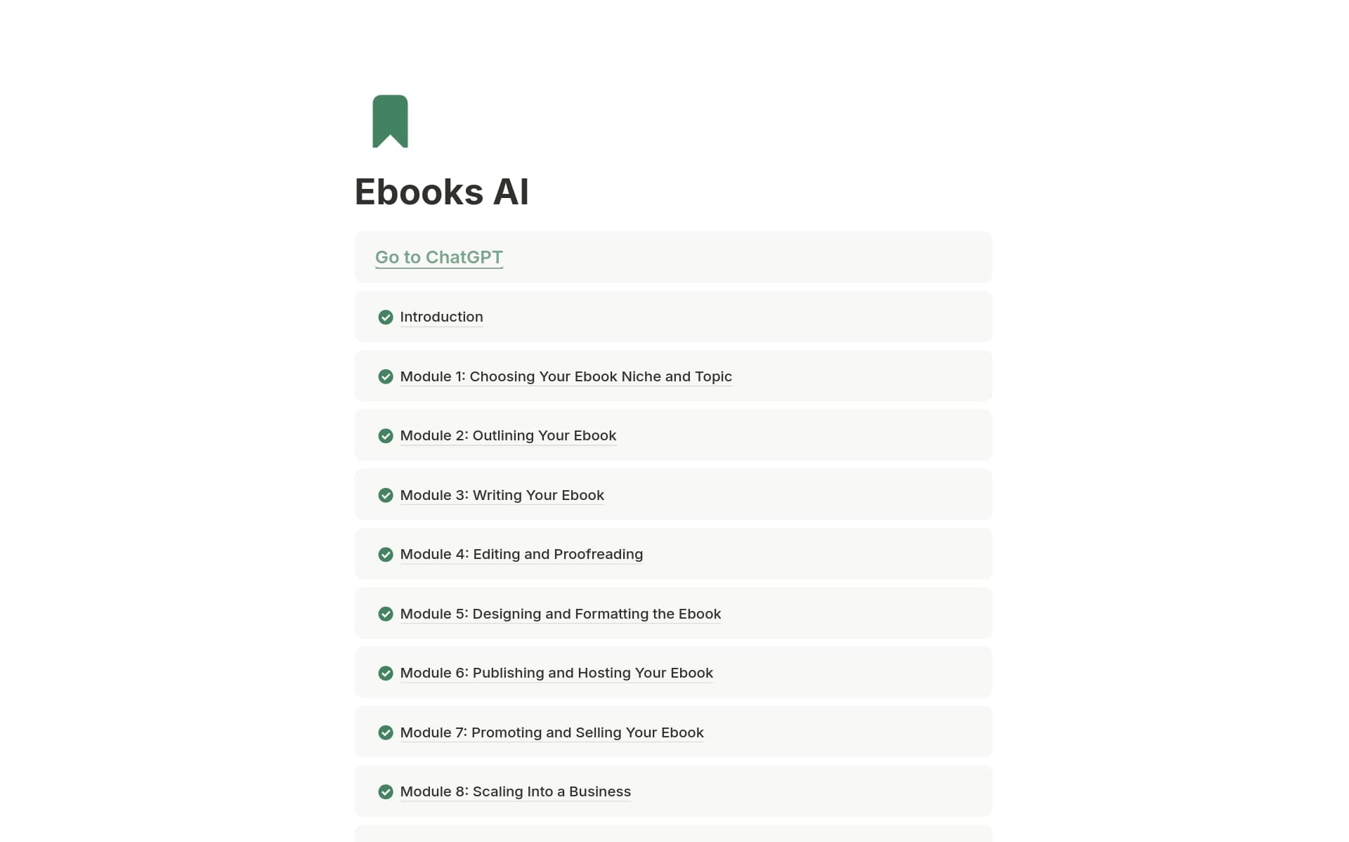 A template preview for Ebooks AI