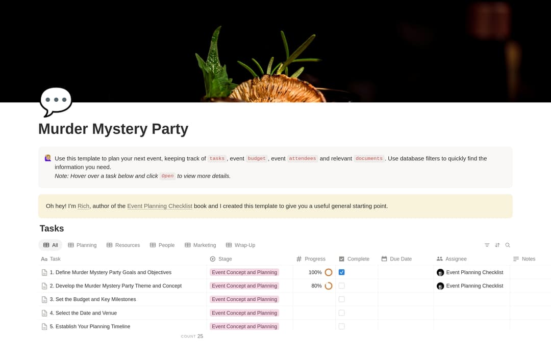 Murder Mystery Party Planning Checklist preview