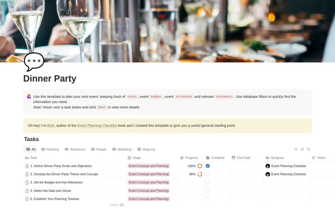 Dinner Party Planning Checklist preview