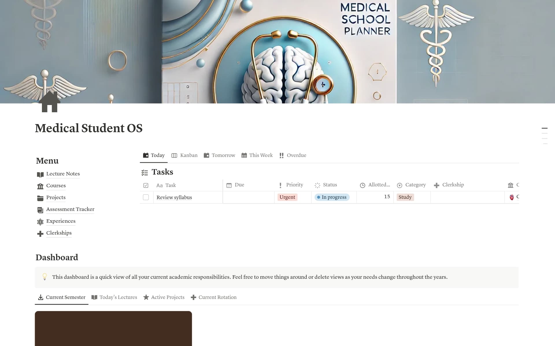The medical student planner that helped me graduate from medical school. Comes with everything you need to excel in school and keep track of your progress.