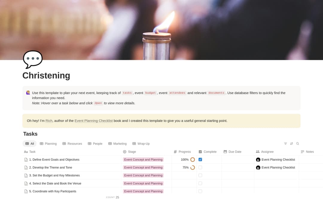 Christening Planning Checklist preview