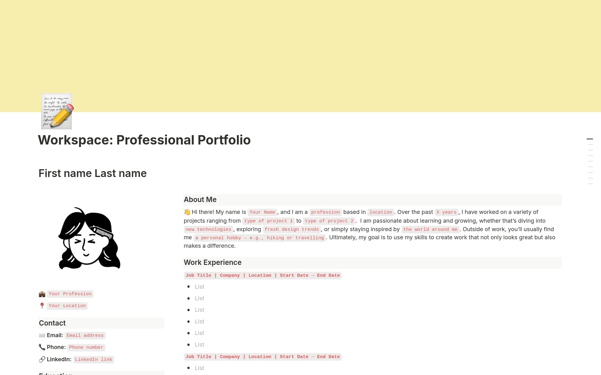 A template preview for Workspace: Professional Portfolio