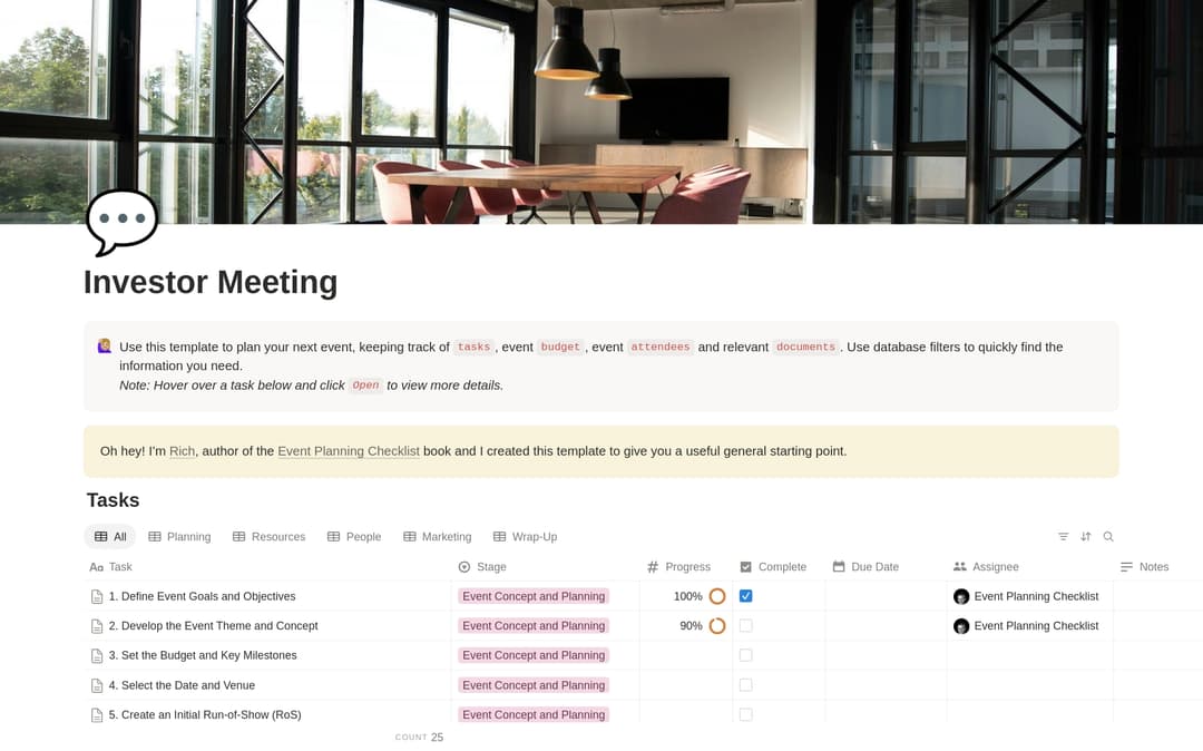 Investor Meeting Planning Checklist preview