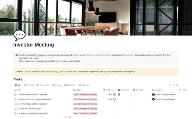Investor Meeting Planning Checklist preview