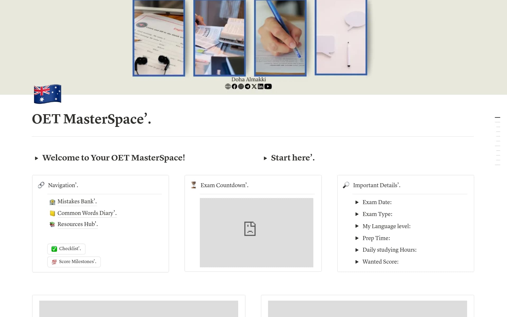 A template preview for OET MasterSpace’.
