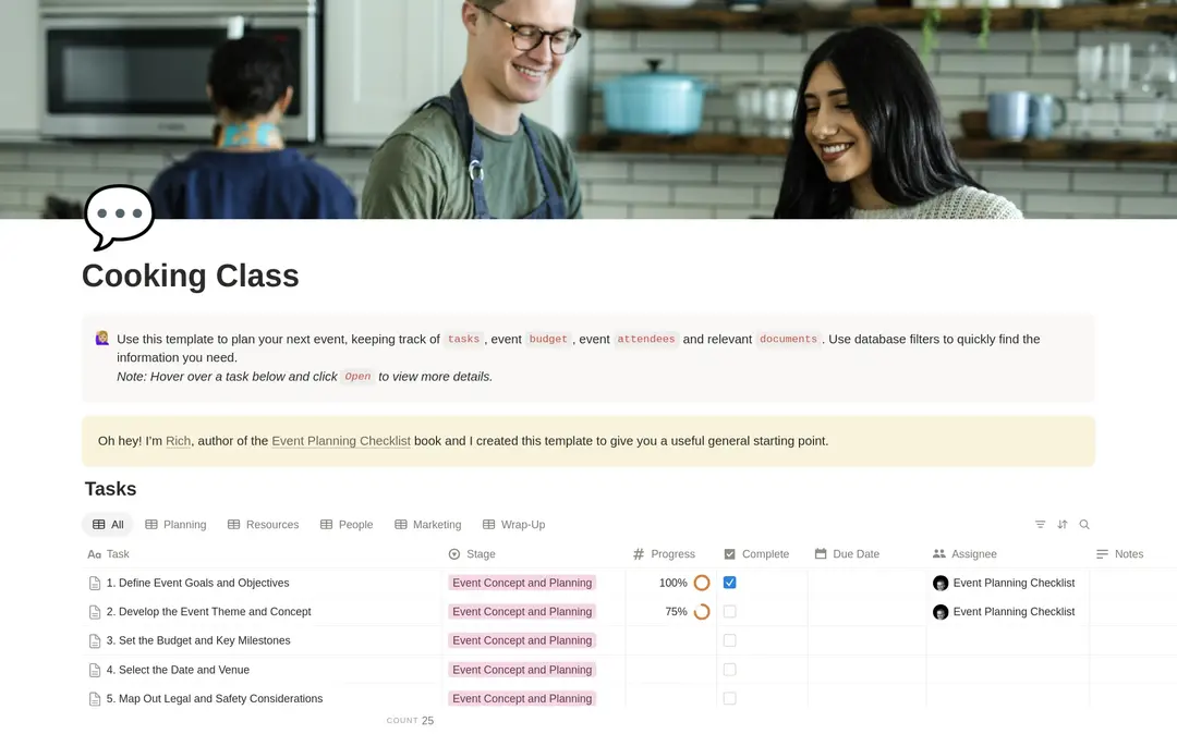 Cooking Class Planning Checklist preview