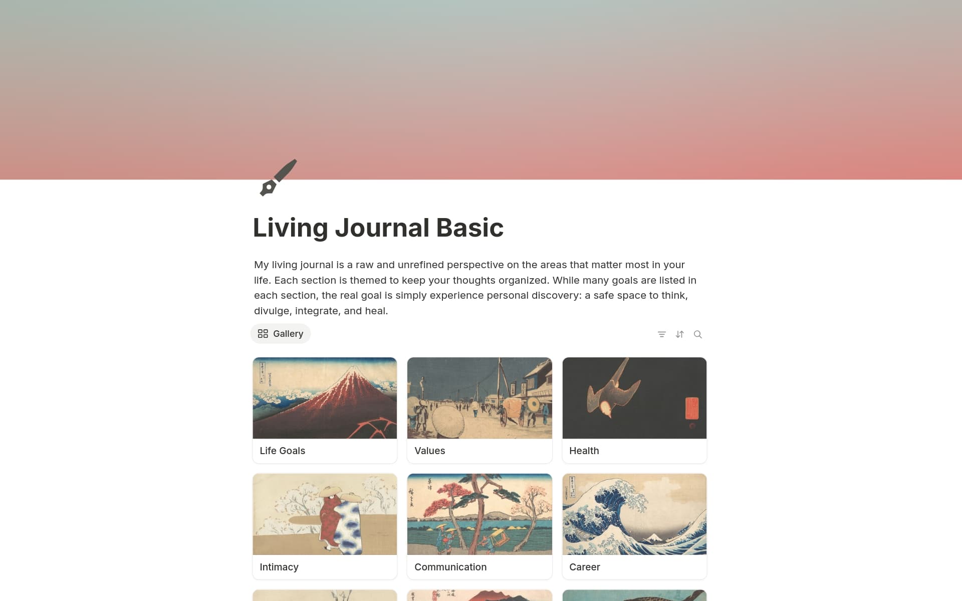 A template preview for Living Journal Basic