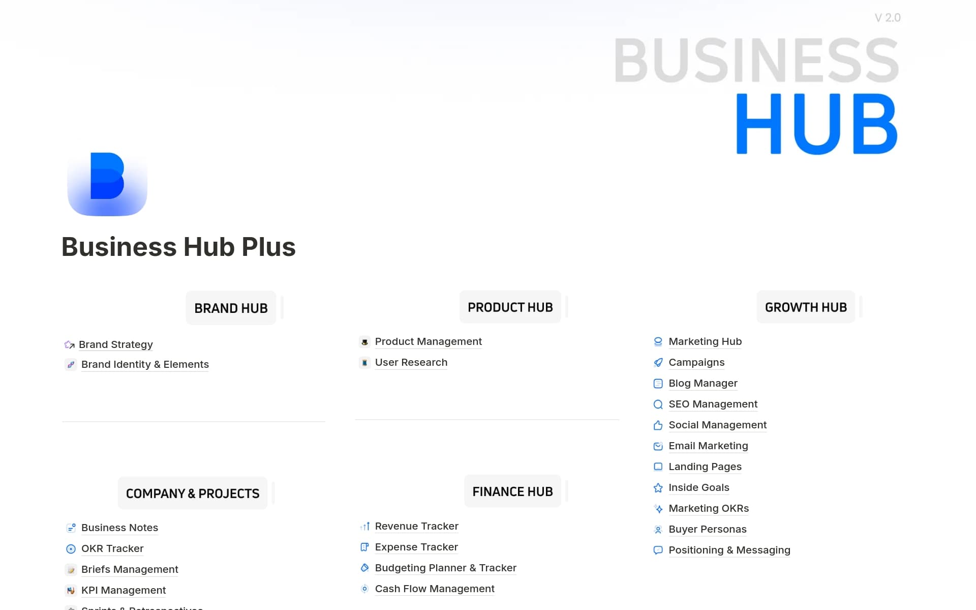 Business Hub Plus template preview