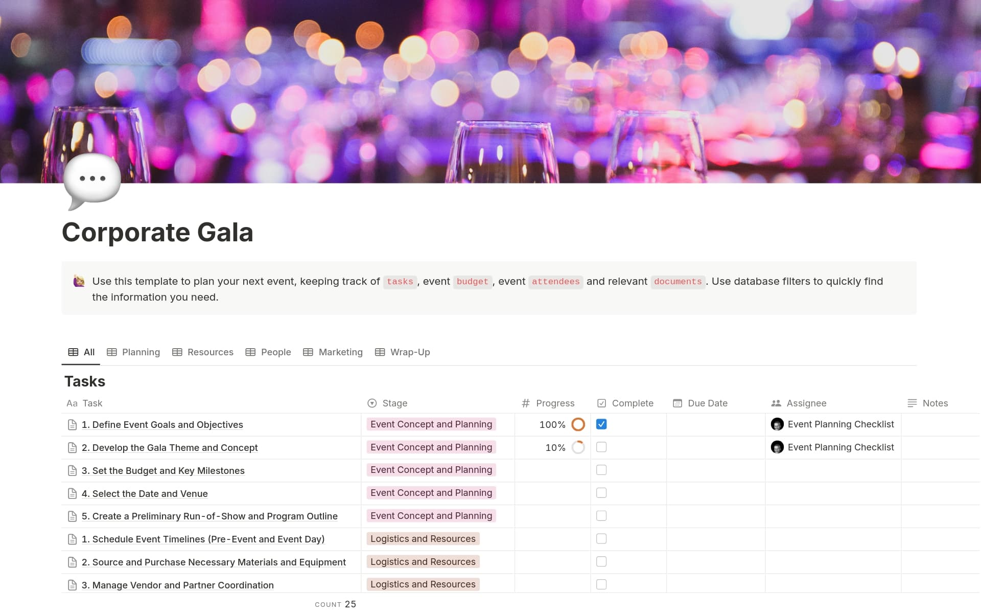 A template preview for Corporate Gala