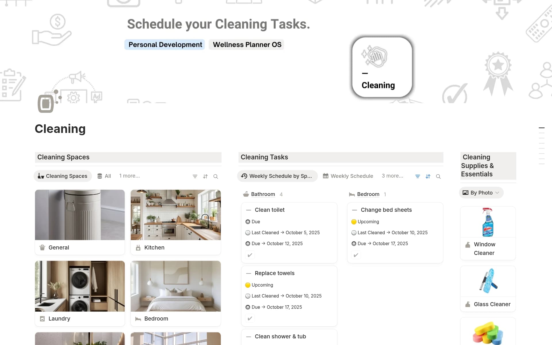 A template preview for Cleaning