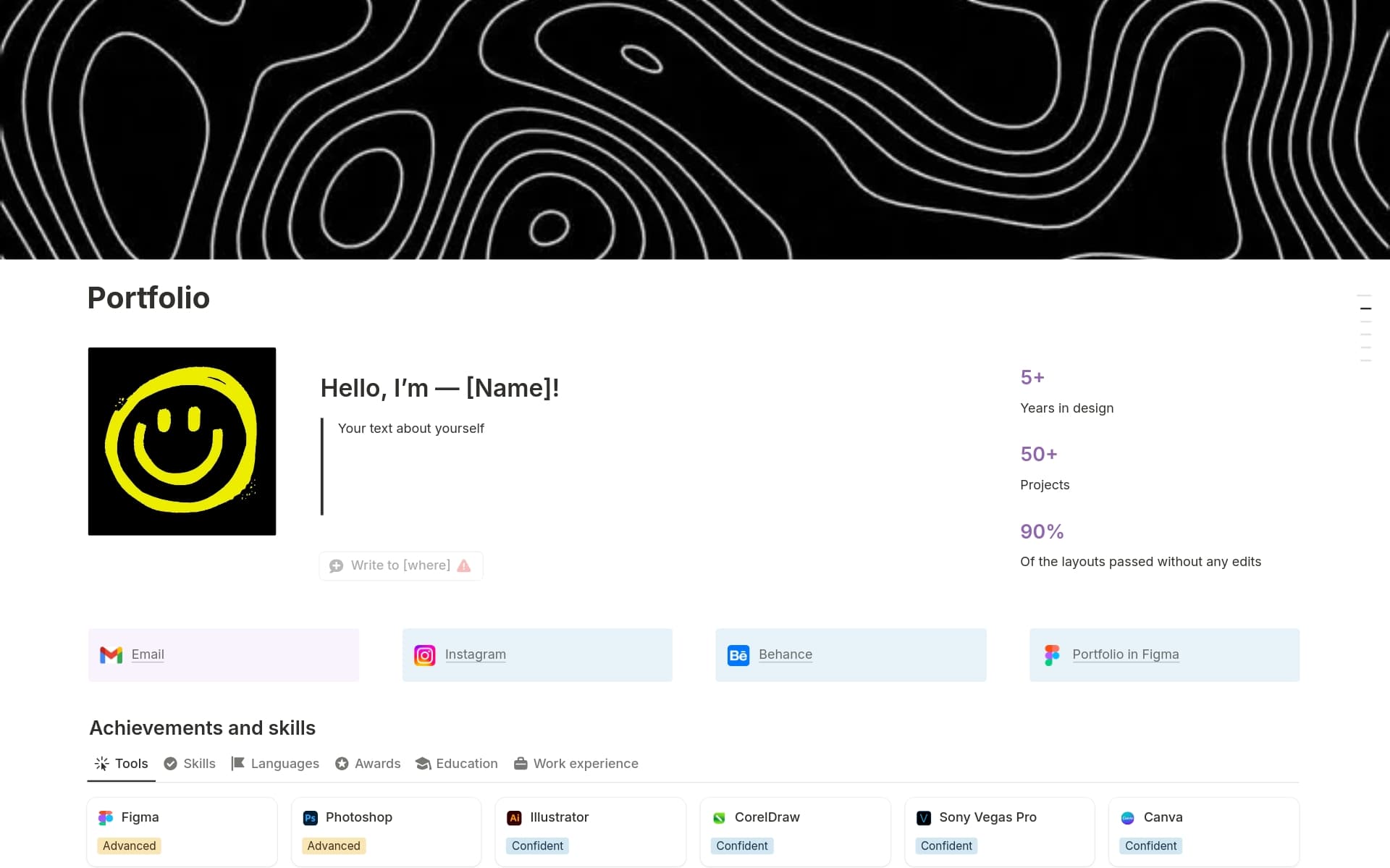 A template preview for Portfolio for designers