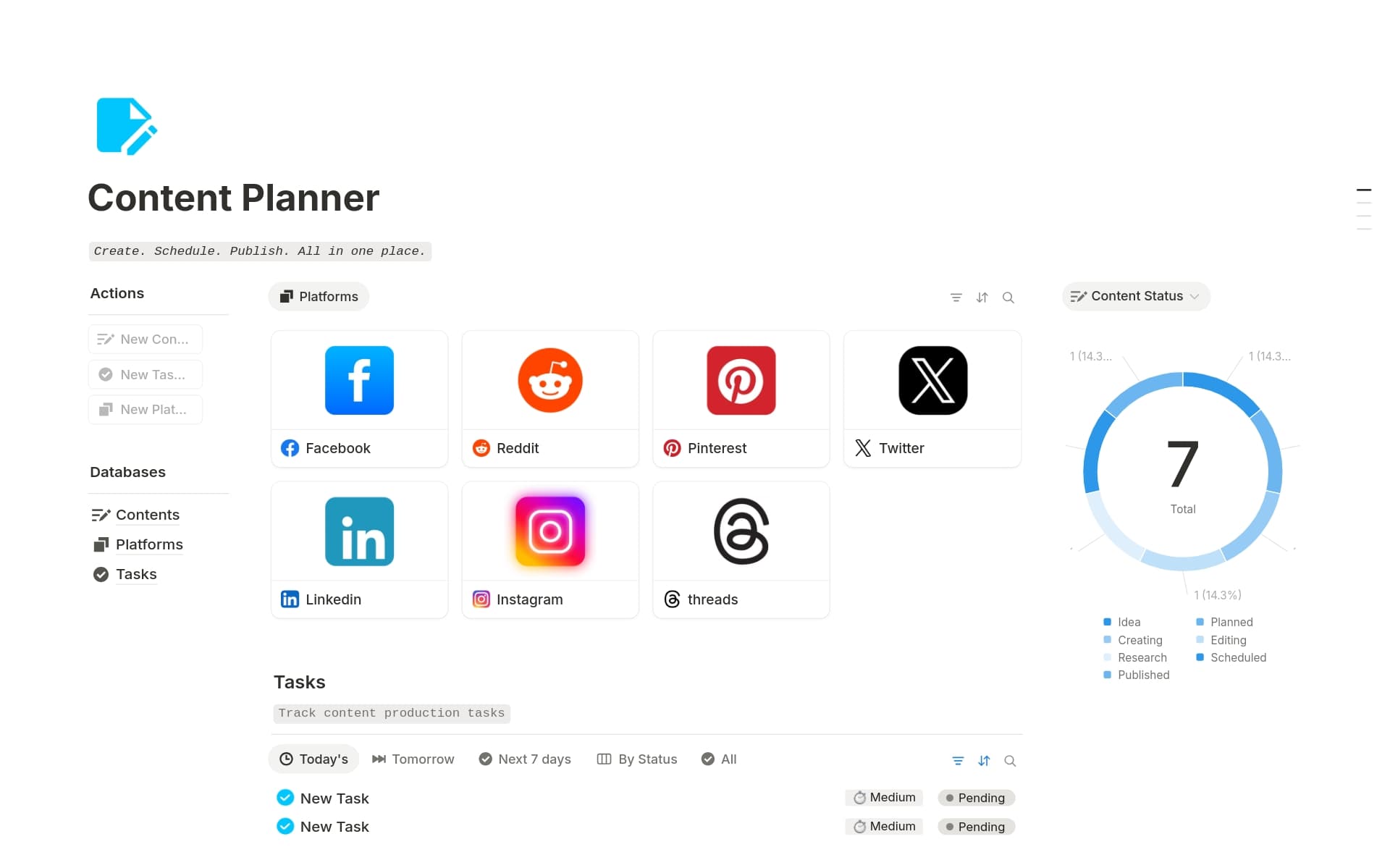 A template preview for Smart Content Planner