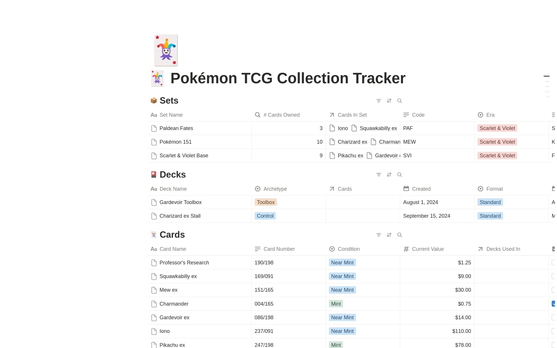 pokemon card collection value tracker How I Made My Collection Tracker (and you can too!): An In-Depth Guide - Articles